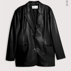 Oak + Fort VEGAN LEATHER BLAZER Black Small New with tags